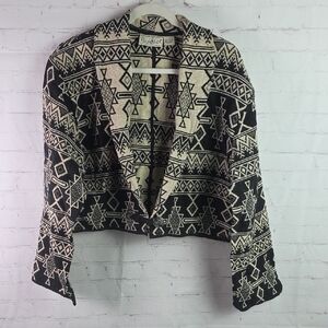 Flashback Black and Cream Geometric Women's Blazer